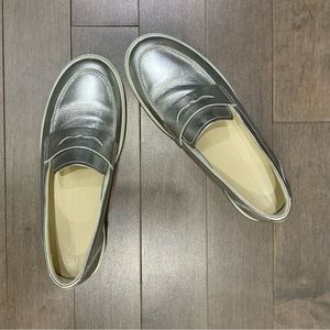 Ecco Metallic Silver Sneaker / Loafer Style Shoes